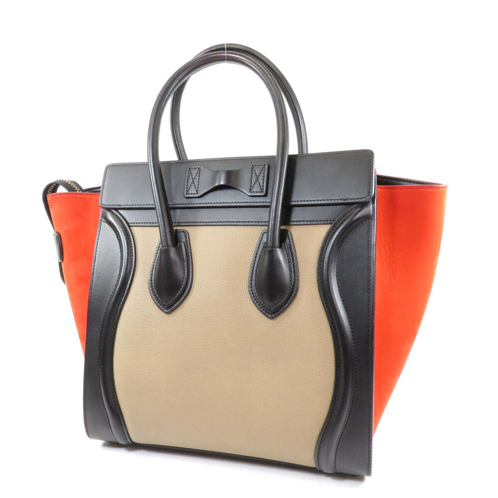 Celine Handbag Leather Luggage Black